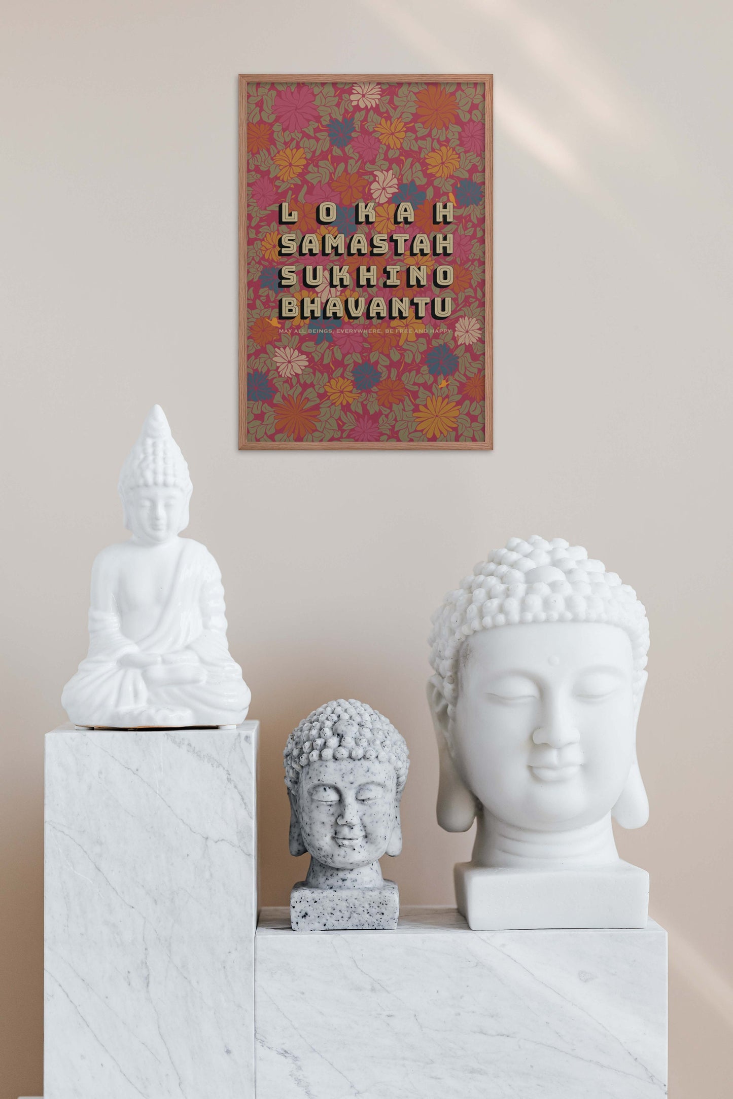 Lokah Samastah Sukhino Bhavantu, Peace Mantra Poster, Meditation Chant Print