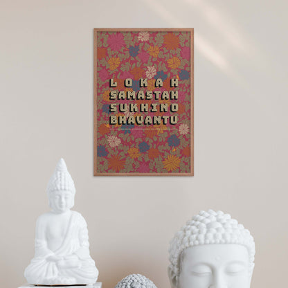Lokah Samastah Sukhino Bhavantu, Peace Mantra Poster, Meditation Chant Print
