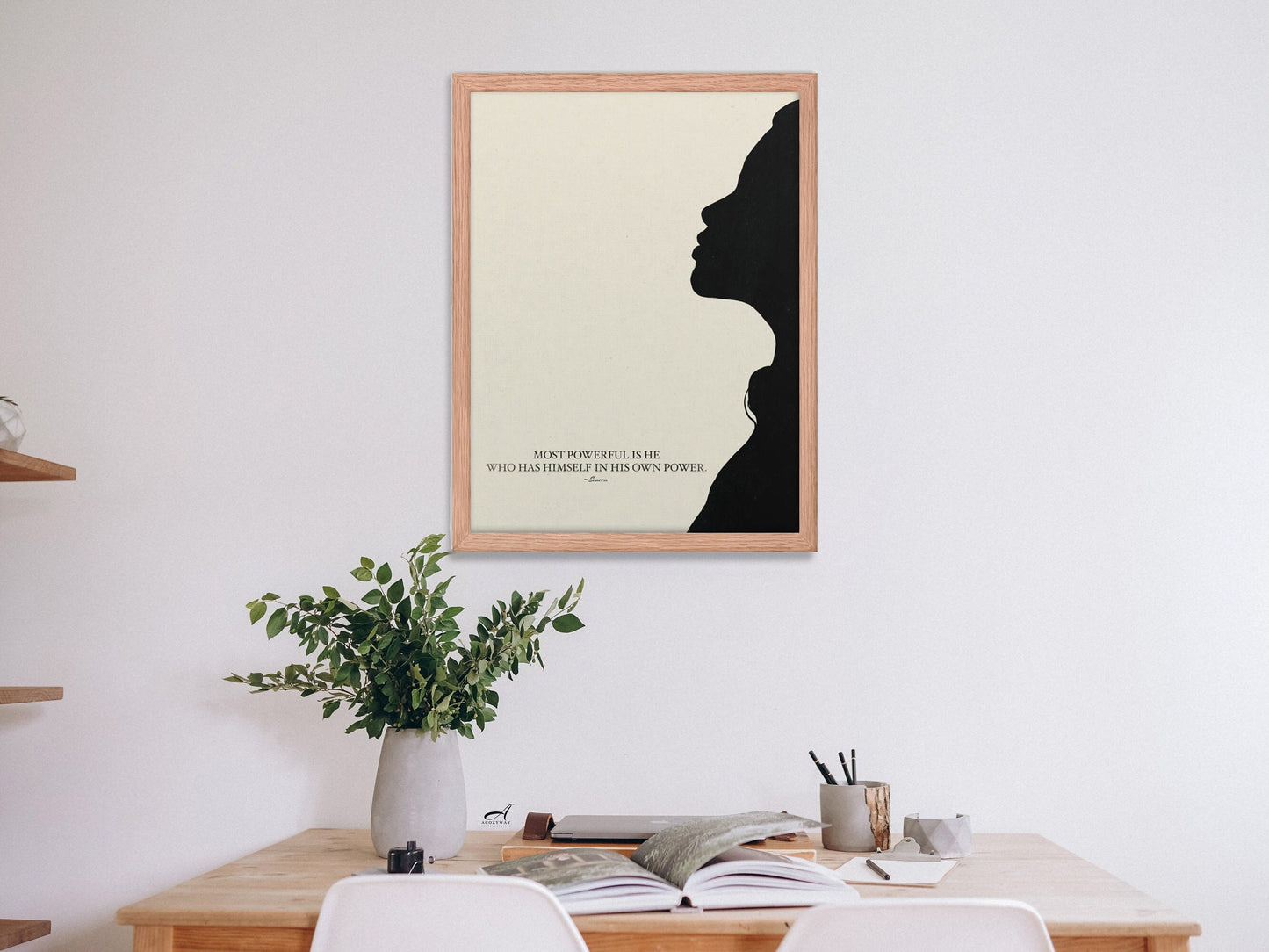 Stoic Wall Art, Seneca Philosophy Quote Art Print, Motivational Poster, Most powerful is he who has himself in his own power