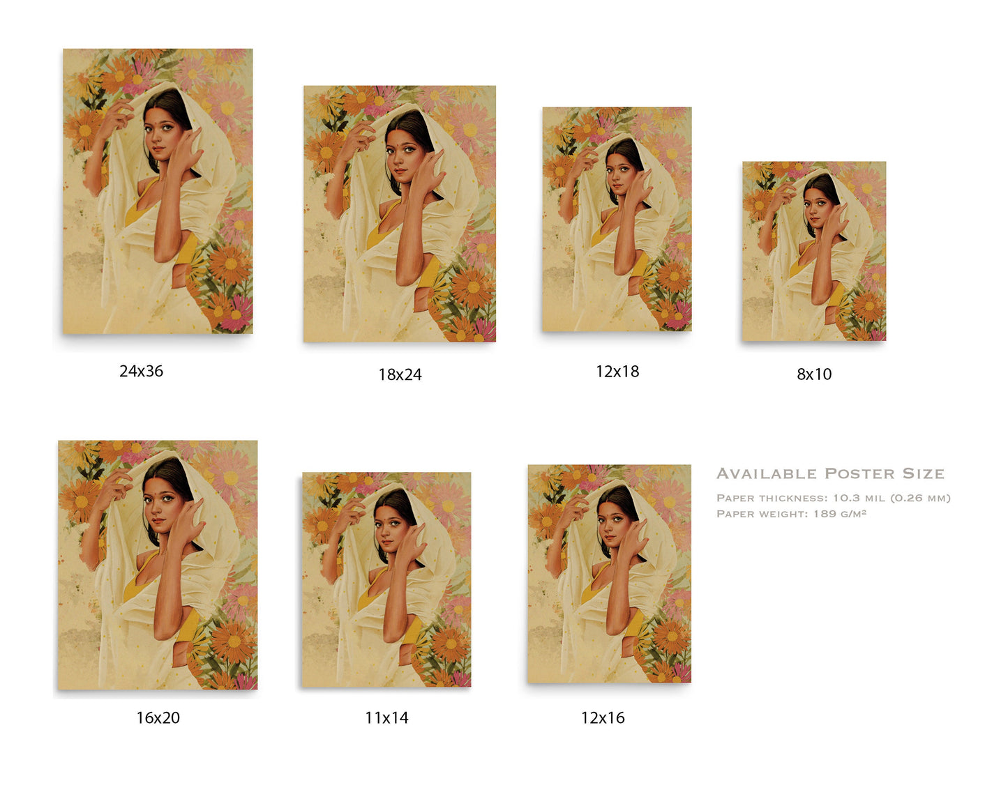 Indian Woman Wall Art Print, Indian Wall Art, Posters/Framed Poster/Canvas Prints