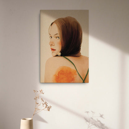 Woman Wall Artcanvas print in beige, orange and green.